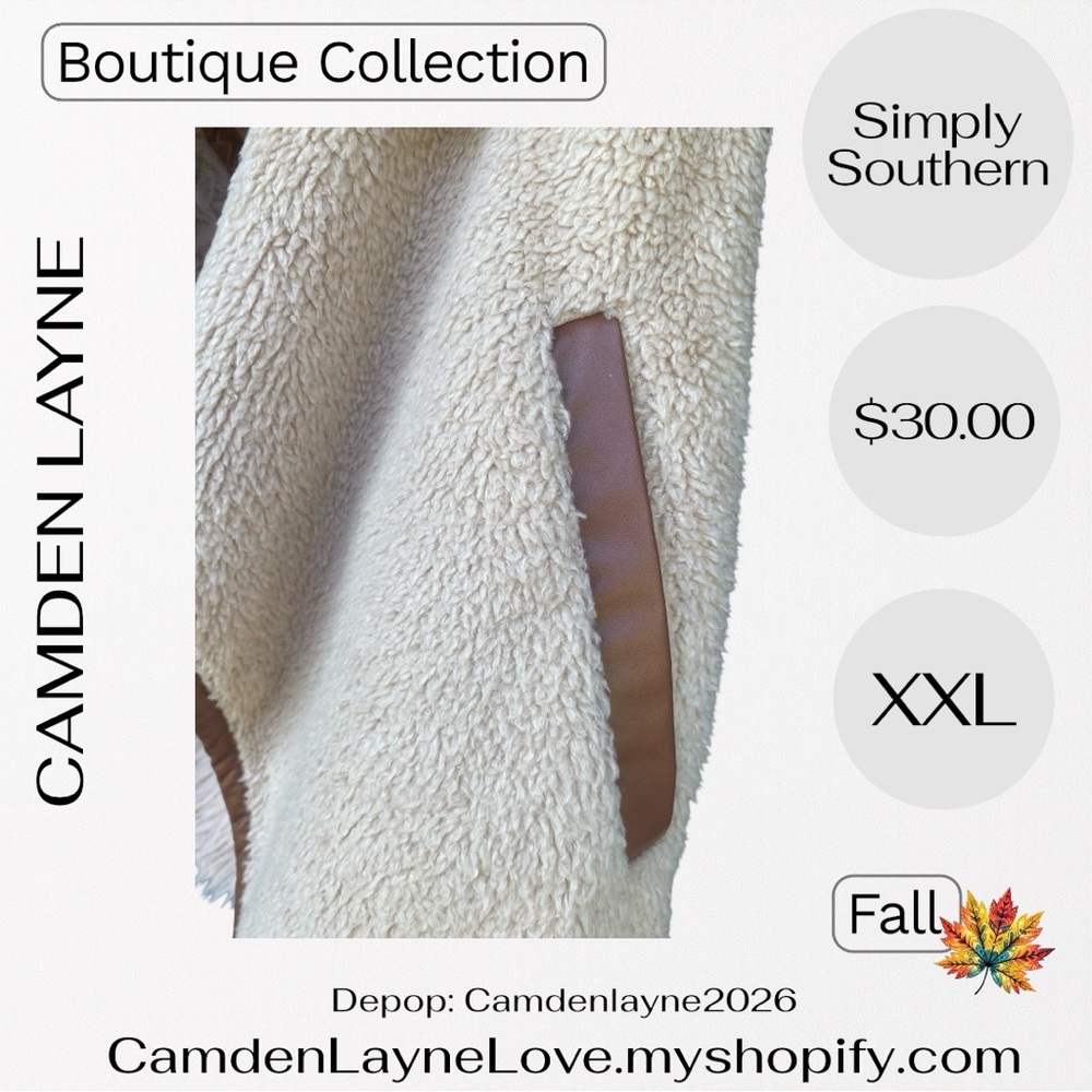 Simply Southern Tan and Brown Fleece Vest - Picture 6 of 8